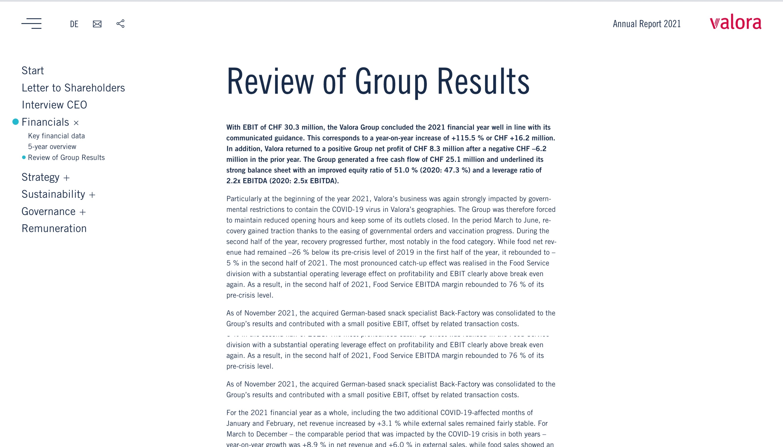 Review of Group Results — Annual Report 2021 Review of Group Results — Annual Report 2021